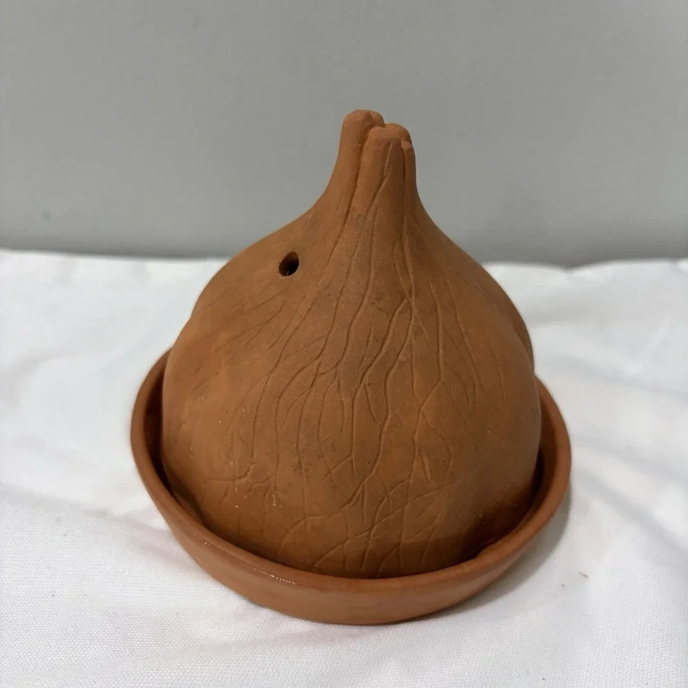 Rowoco Terra Cotta Garlic Roaster Baker Cooker‎ & Keeper Storage Set Vintage